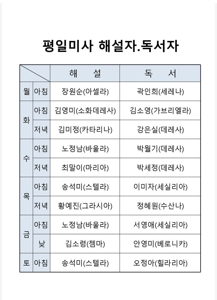 7월 평일 미사 해설자, 독서자.JPG