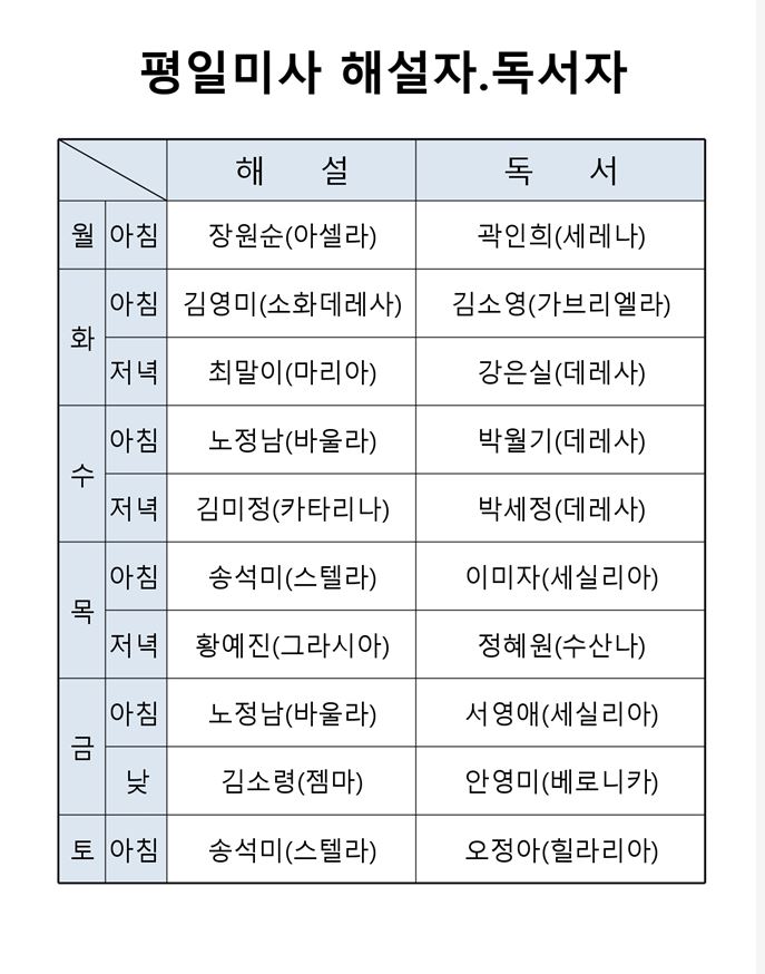 8월 평일 미사 해설자, 독서자.JPG