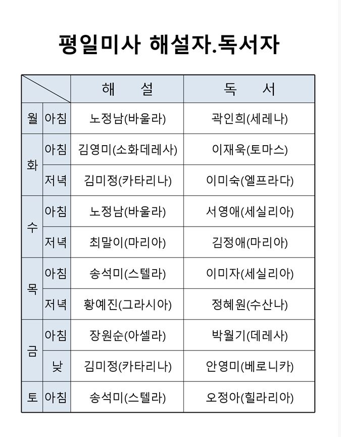 10월 평일 미사 해설자, 독서자.JPG