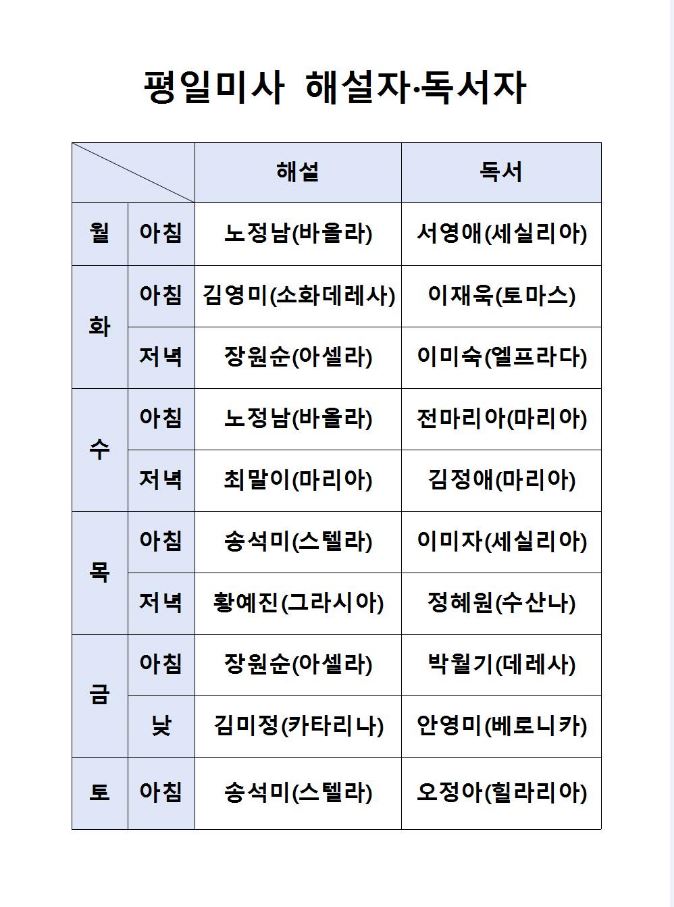 6월 평일 미사 해설자, 독서자.JPG