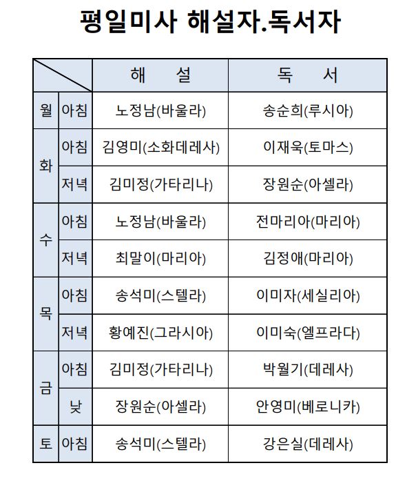 9월 평일 미사 해설자, 독서자.JPG