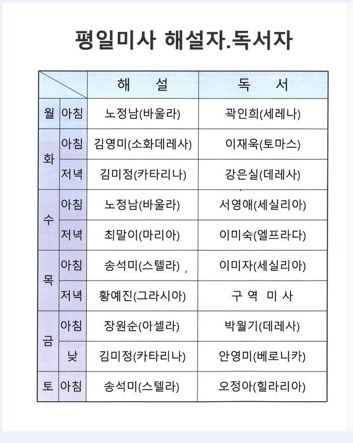 2월 평일 미사 해설자, 독서자.JPG