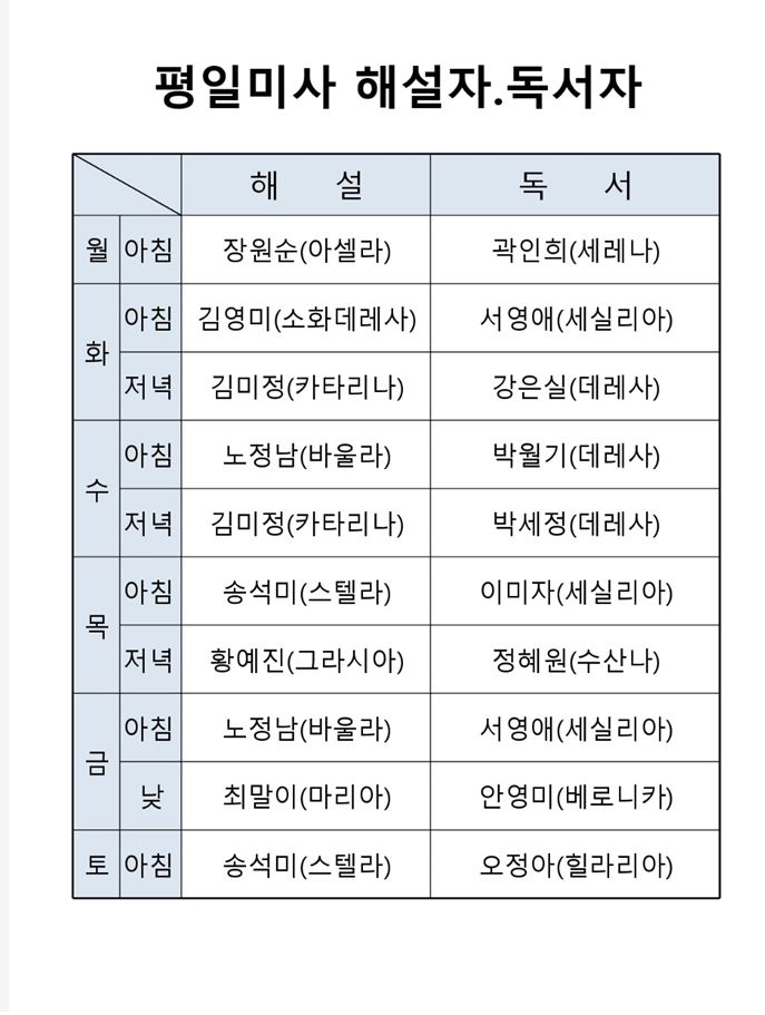 평일 미사 해설자, 독서자.JPG