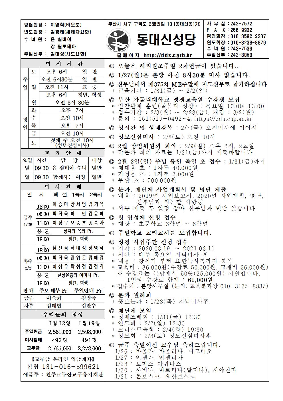 20202년 1월 26일 연중 제3주일(하느님의 말씀 주일, 해외 원조 주일)001.jpg